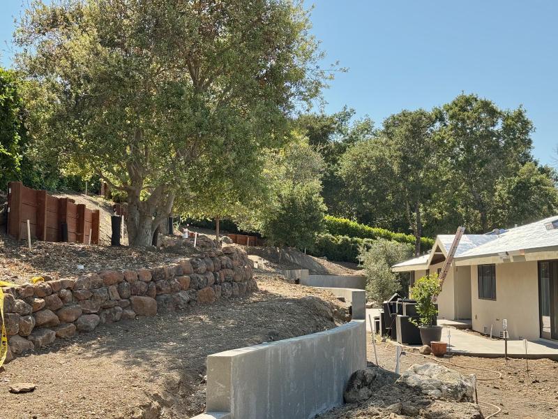 Hillside Retaining Wall Construction